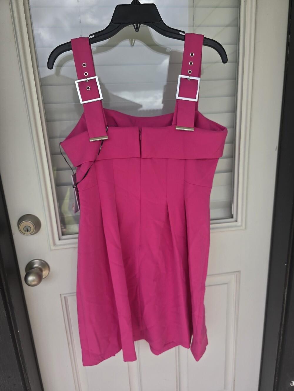 NWT DKNY Hot Pink Off Shoulder Sheath Dress Size 14 Cocktail Party Midi - Picture 8 of 10